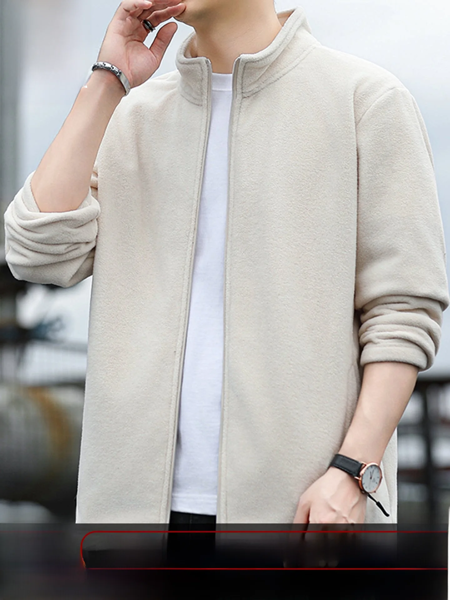 

Nanilu Men's Fleece Lined Hoodie Thickened Autumn Winter Jacket Sporty Zipper Open Cardigan Loose Warm Sweatshirt