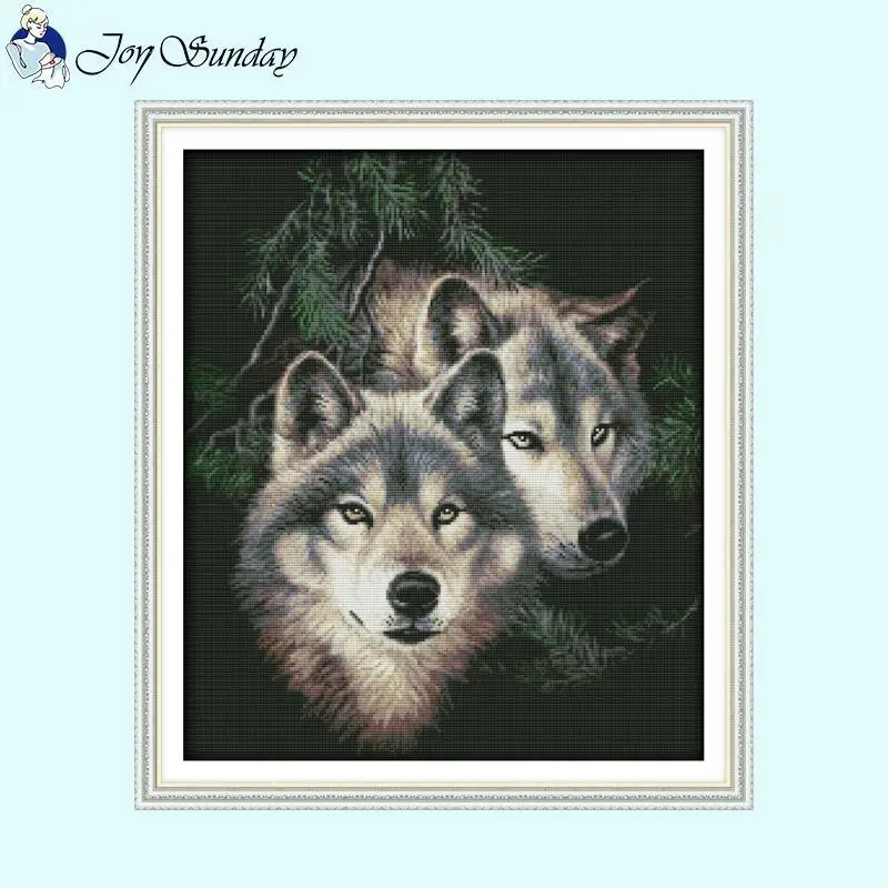 Wolf Series Animal Patterns Zestaw do haftu krzyżykowego Aida 14ct White 16ct 11ct Canvas Print Tkanina Zestaw do szycia DIY Haft Home Decor