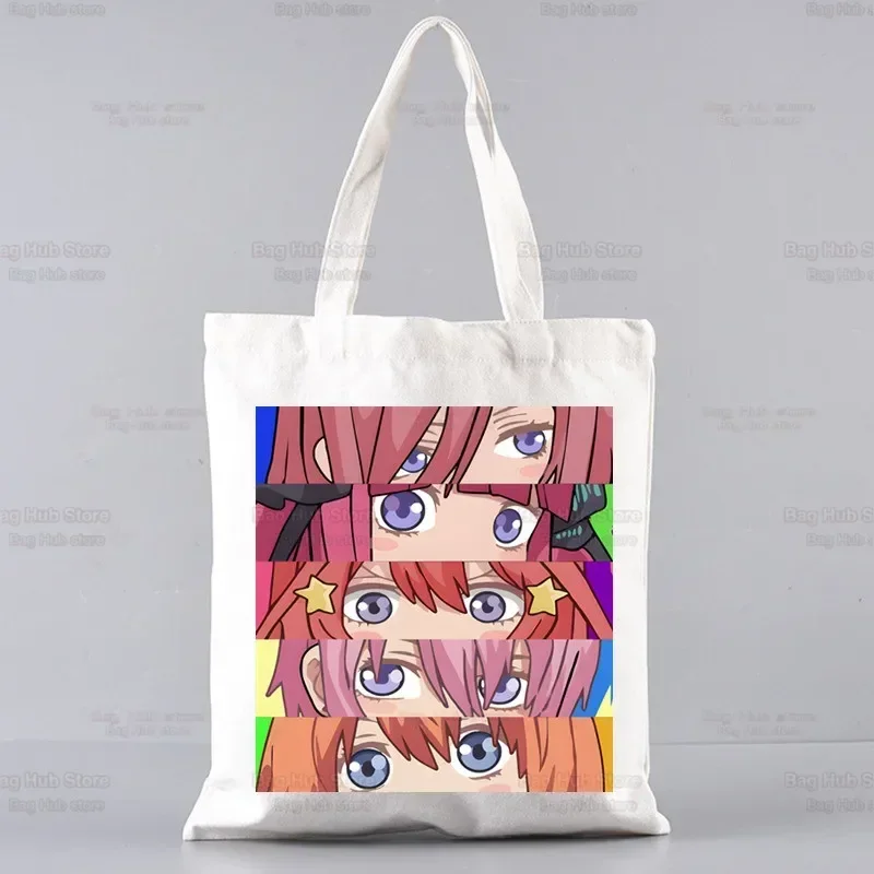 Os quíntuplos quintessenciais nakano sacola unissex sacos de lona sacos de compras impresso casual bolsa de ombro dobrável