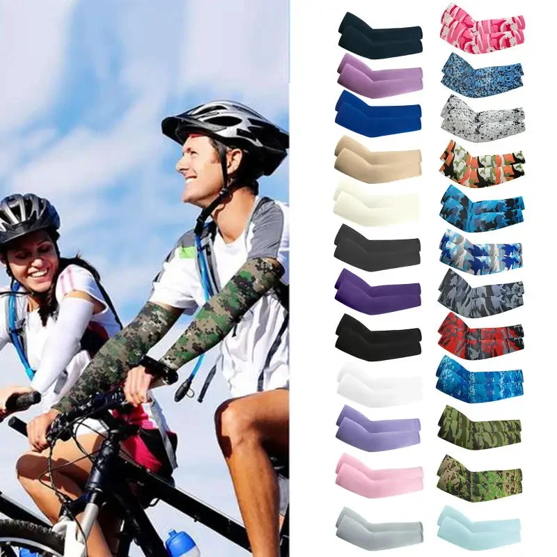 1/2Pairs Arm Sleeves Summer Sun UV Protection Ice Cool Cycling Running Fishing Climbing Driving Arm Cover Warmers For Men Women