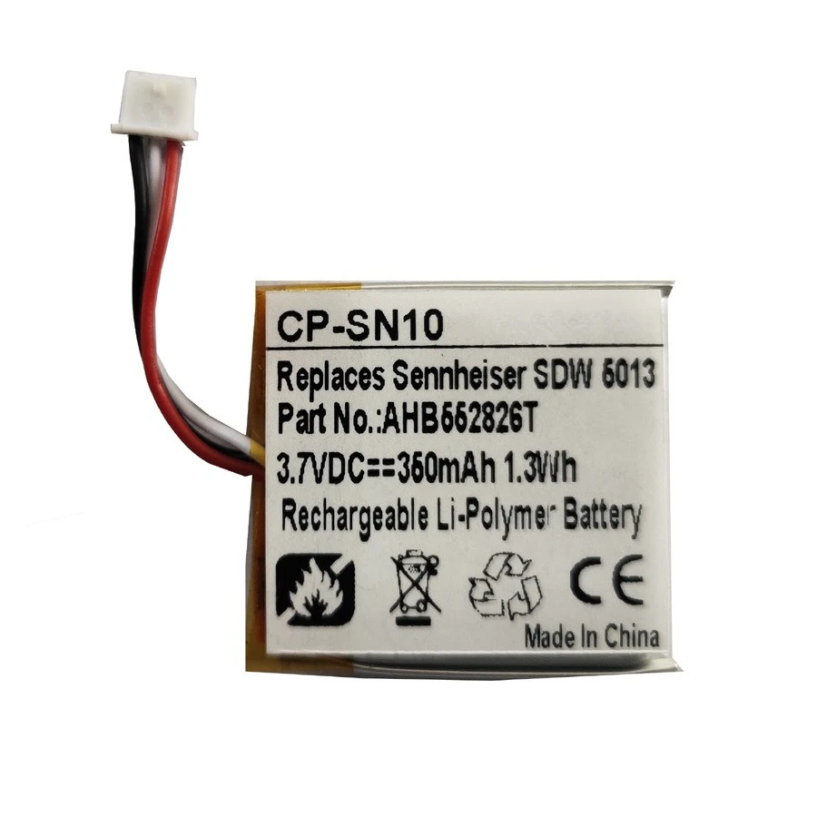 3.7V 350mAh CP-SN10 Li-Polymer Battery for Sennheiser GSP 350 500 670 Headphone Batteries AHB552826TPC-2