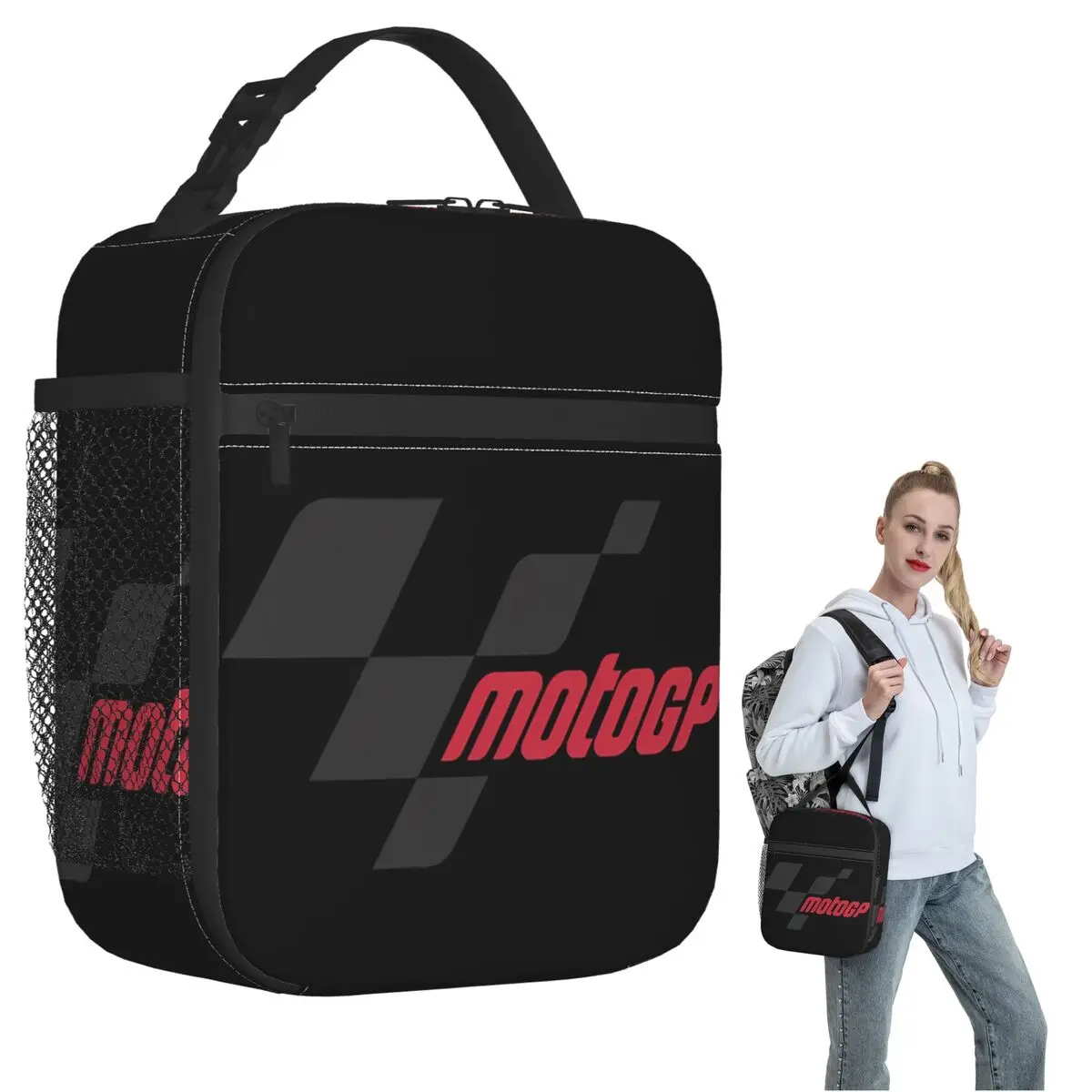 Moto GP Logo Essential Insulated Lunch Bag for Women Children Portable Food Boxes Thermal Lunch Box Tote