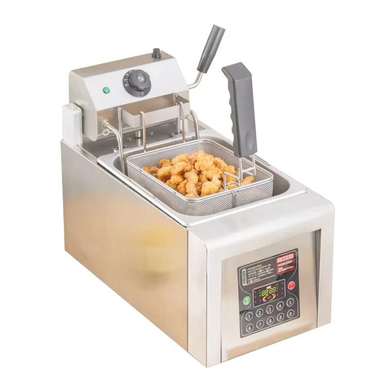 Automatic Lifting Fryer With Basket & Lid Kitchen Frying Machine With 10 Preset Times For Home Kitchen Restaurant Delis