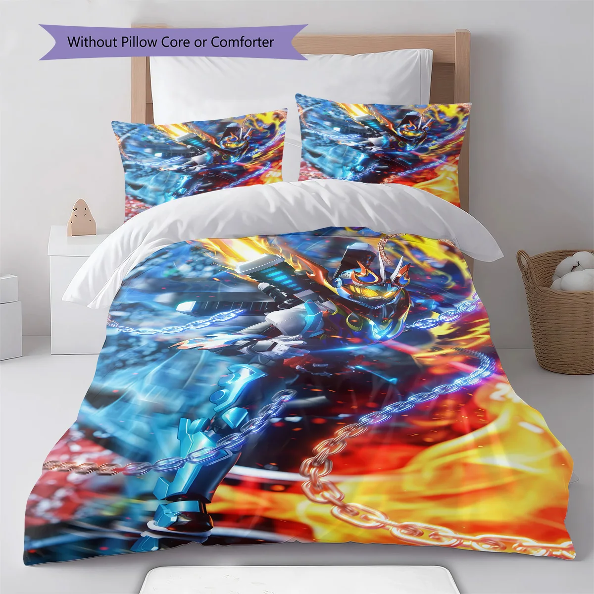 Kamen Rider Battle Scene Bedding Set Anime Duvet Cover Polyester Soft Bed Linen Set -QJY