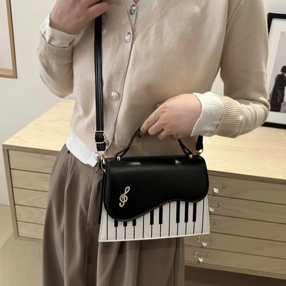 Sweet Contrast Color Piano Note Crossbody Bag Square Embroidered Shoulder Bag Flip Korean Style Women Handbag Shopping