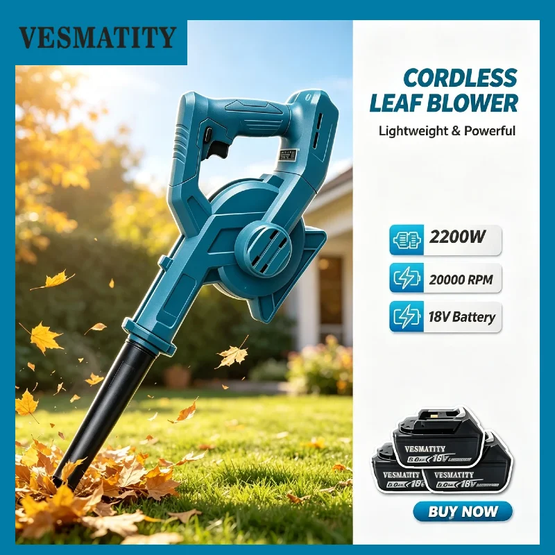 Vesmatity Electric Air Blower 2 in 1 Blower Suction Handheld Leaf Computer Dust Collector Cleaner for Makita 18V Battery Pro Max