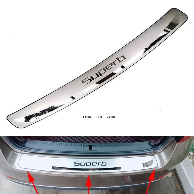 For Skoda Superb 16-19 Car Rear Diffuser Bumper Protector Sticker Guard Chromium Styling Stainless Steel Automotive Accessories