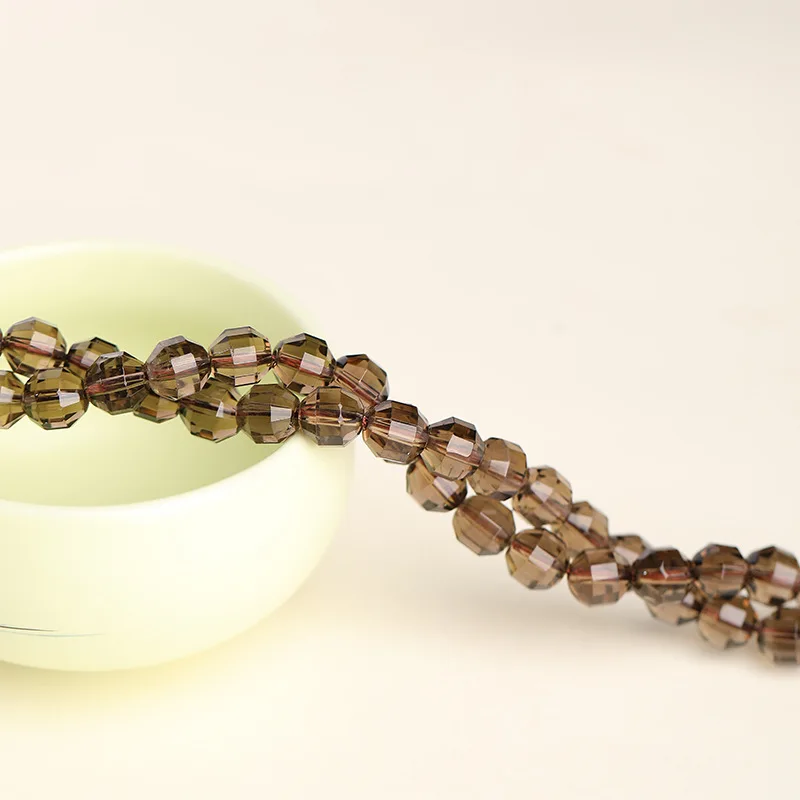 High Quality Natural Smoky Quartz Faceted Beads,8 10mm Loose Beads for Jewelry Making DIY Necklace Bracelet Accessory