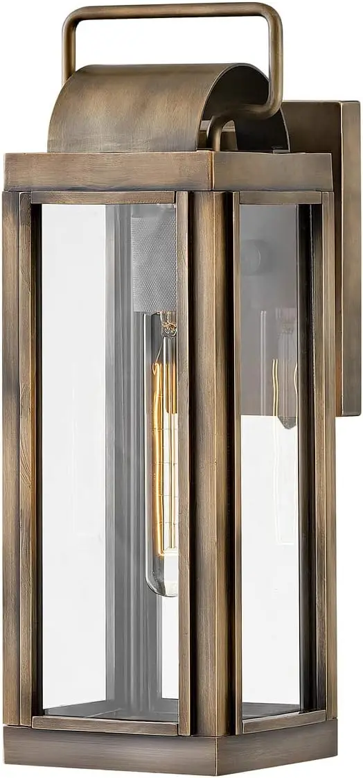 

Sag Harbor Collection One Light Открытый небольшой настенный фонарь, отделка из полированной бронзы с прозрачным стеклом