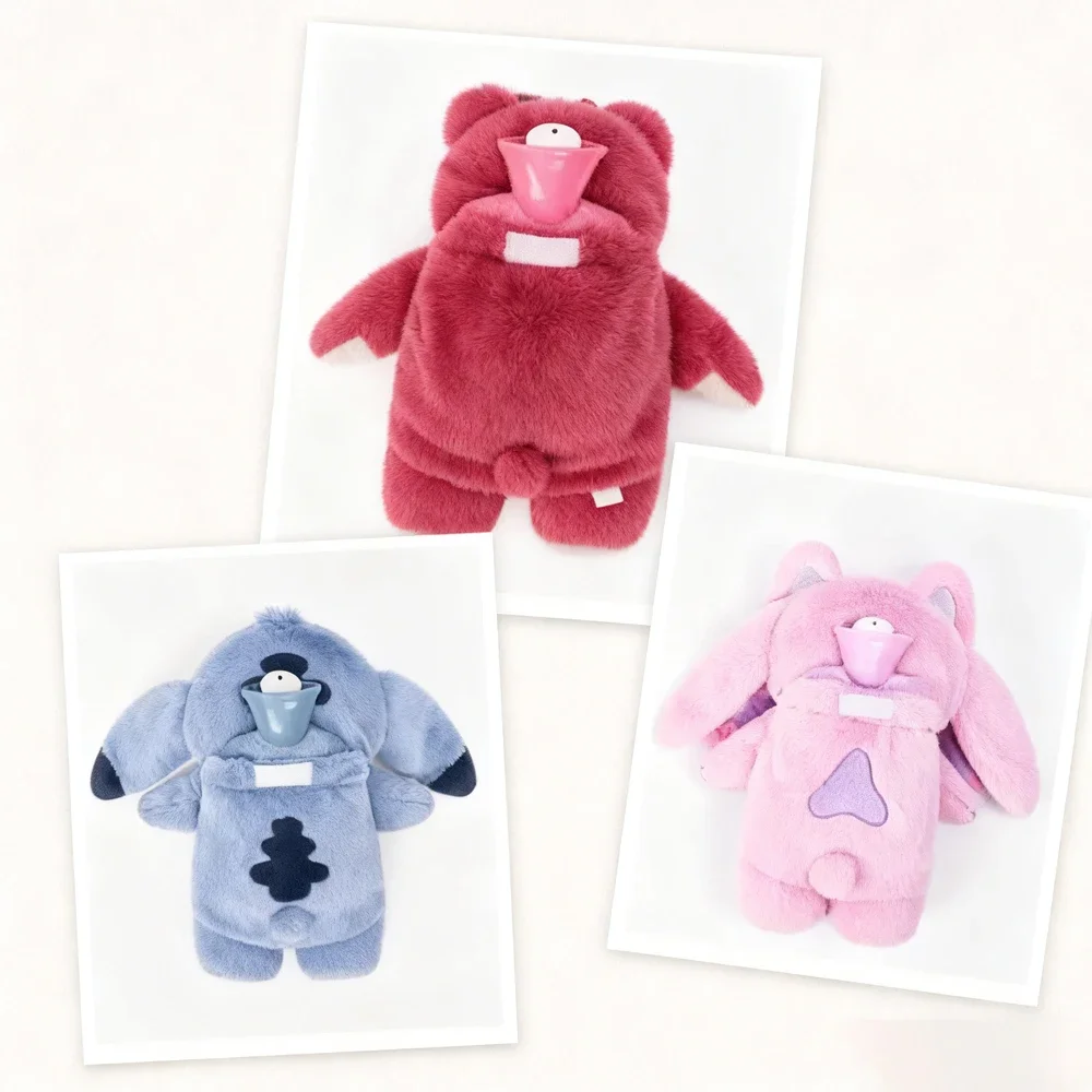 스티치 엔젤 플러시 핫 워터 보틀 - 로츠오 베어 디자인 두꺼운 보온 가방 손난로 및 추위 보호용