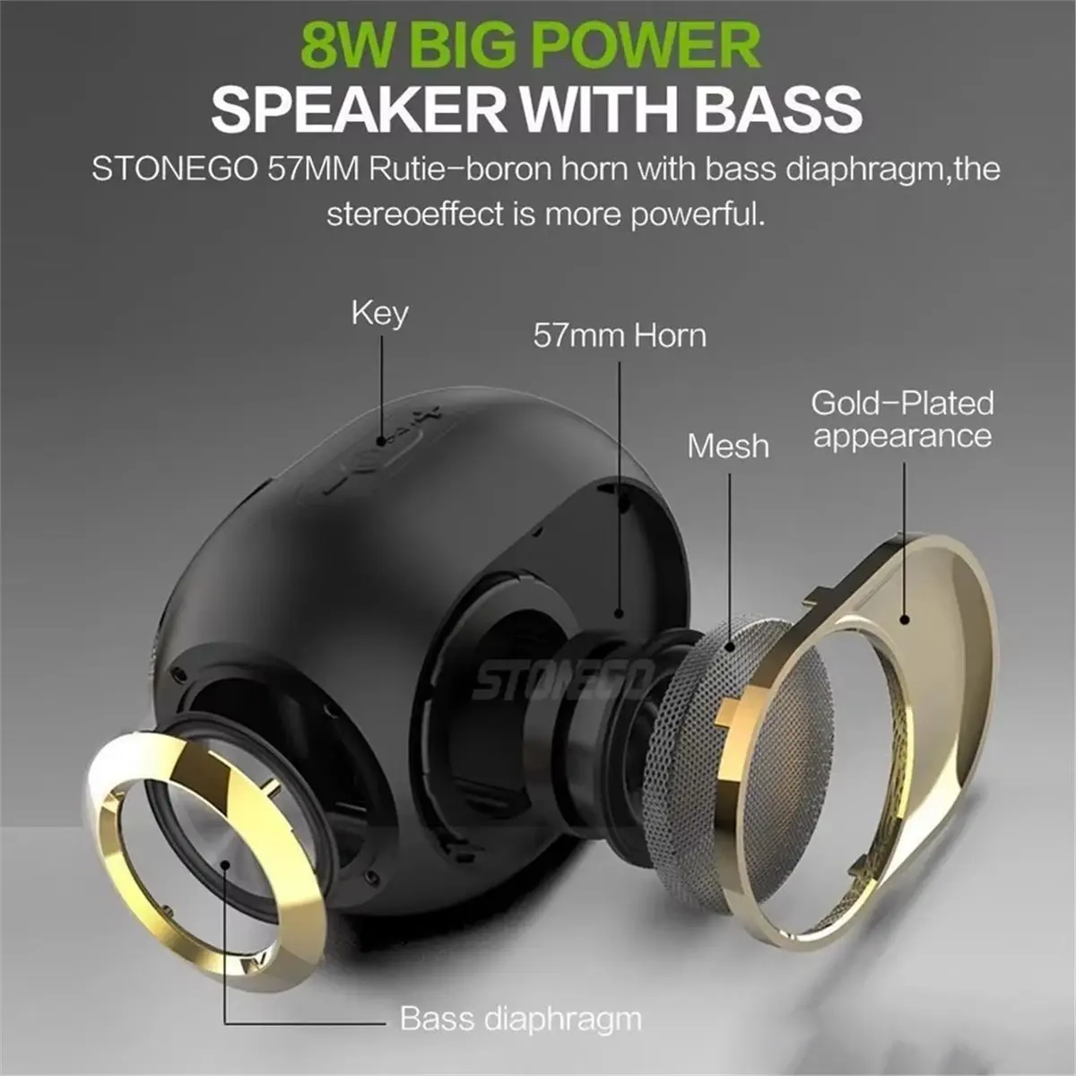 

*AA90P Портативный беспроводной Bluetooth-динамик TWS Стерео Аудио 3D Бас Водонепроницаемые аксессуары для громкой связи Музыкальный плеер Черный