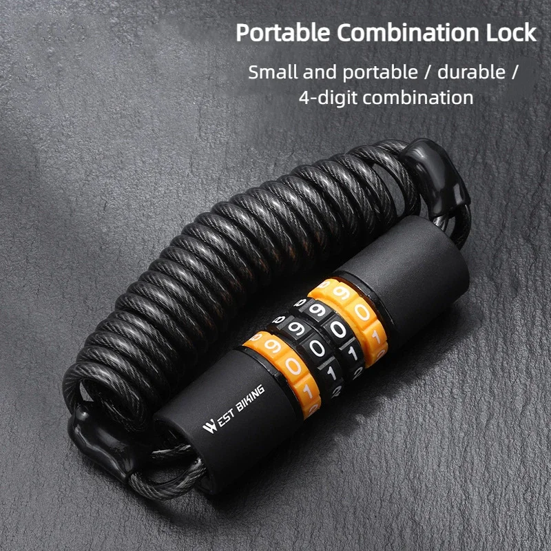 

Mini Bicycle Coded Lock 4-digit Anti theft Bike Combination Lock Elastic Bicycle Helmet Lock For MTB Road Bike