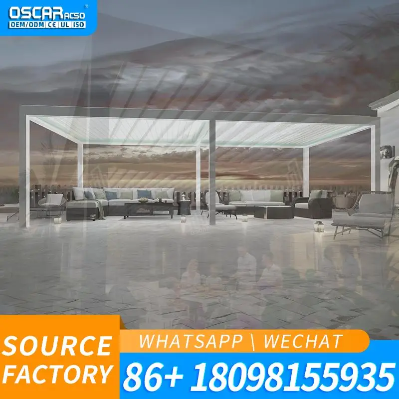 Outdoor Modern Aluminium Pergola Bioclimatica 3x3m 3x4m 3x5m 4x4m 5x3m 6x4m Garden Patio Deck Waterproof Louvered Roof Sun Shade