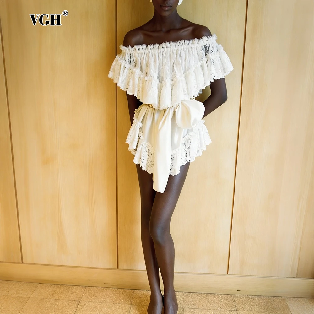 VGH Hotsweet Patchwork Pilz Saum Party Kleid für Frauen Slash Neck Kurzarm Gespleißt Satin Bowknot Sexy Mini Kleider Weibliche
