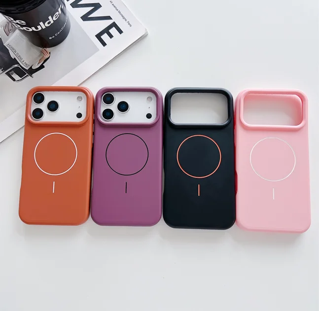 حافظة MagSafe بأزرار ملونة نافذة عدسة كبيرة مقاومة للصدمات متعددة الألوان لسلسلة iPhone13-17 2025 جديد