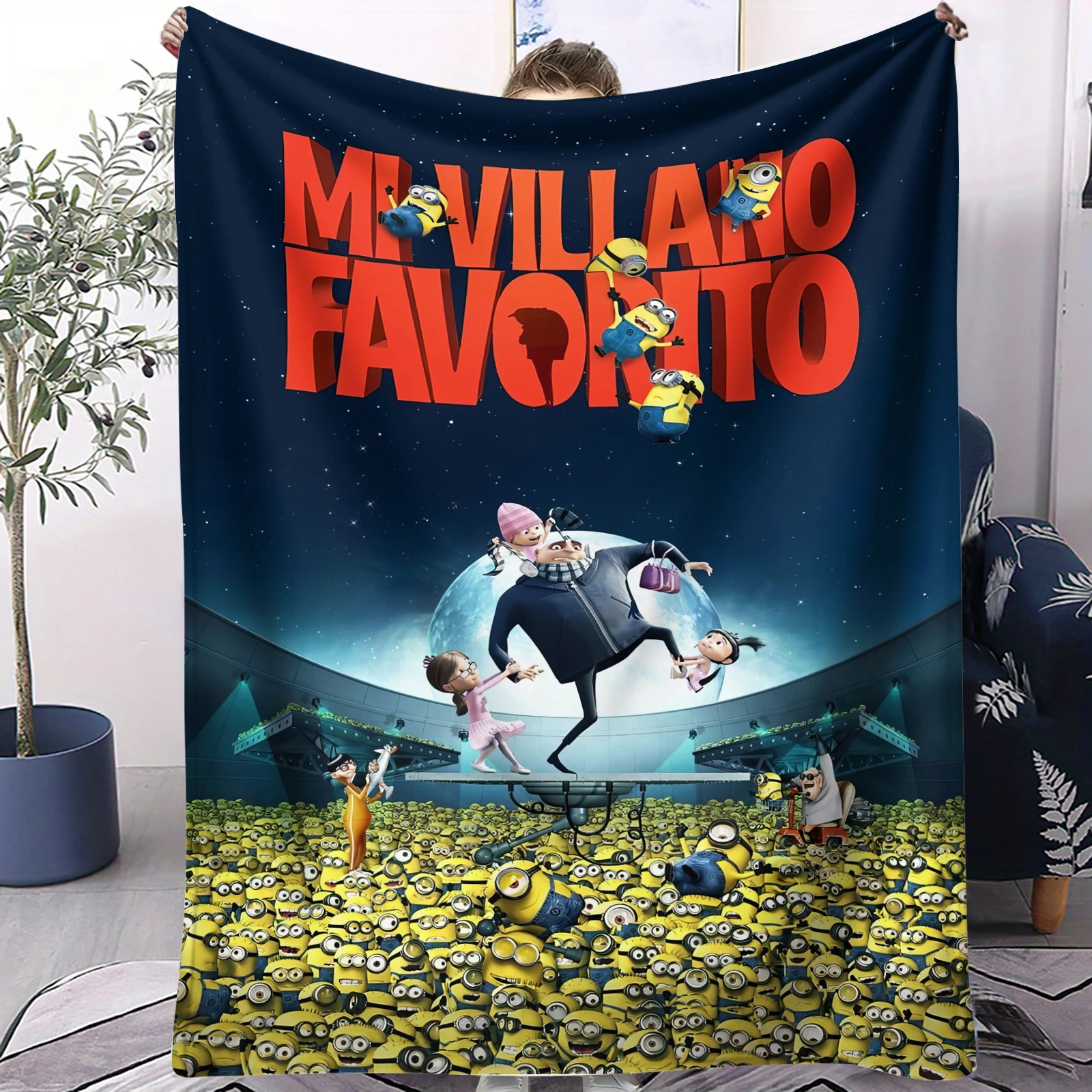 

Cartoon Minions Movie Poster Flannel Blanket Multifunctional Throw Blanket Suitable for Home, Outdoor, Travel, Camping Kid Gift