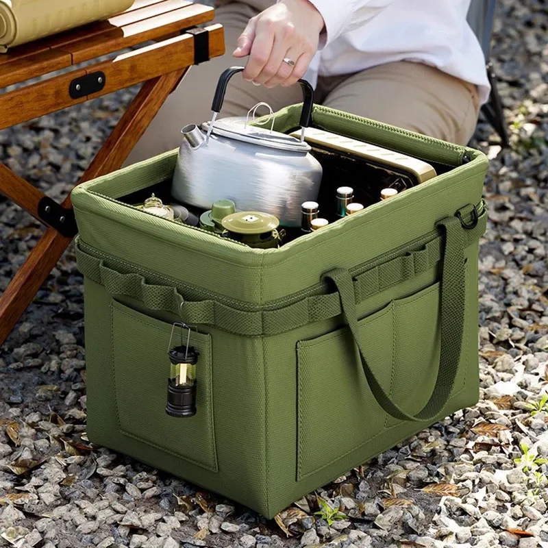 Heavy-Duty Foldable Tool Bag with Side Pocket, Large Capacity Oxford Fabric Organizer for Camping, Car Repair, Construction Work