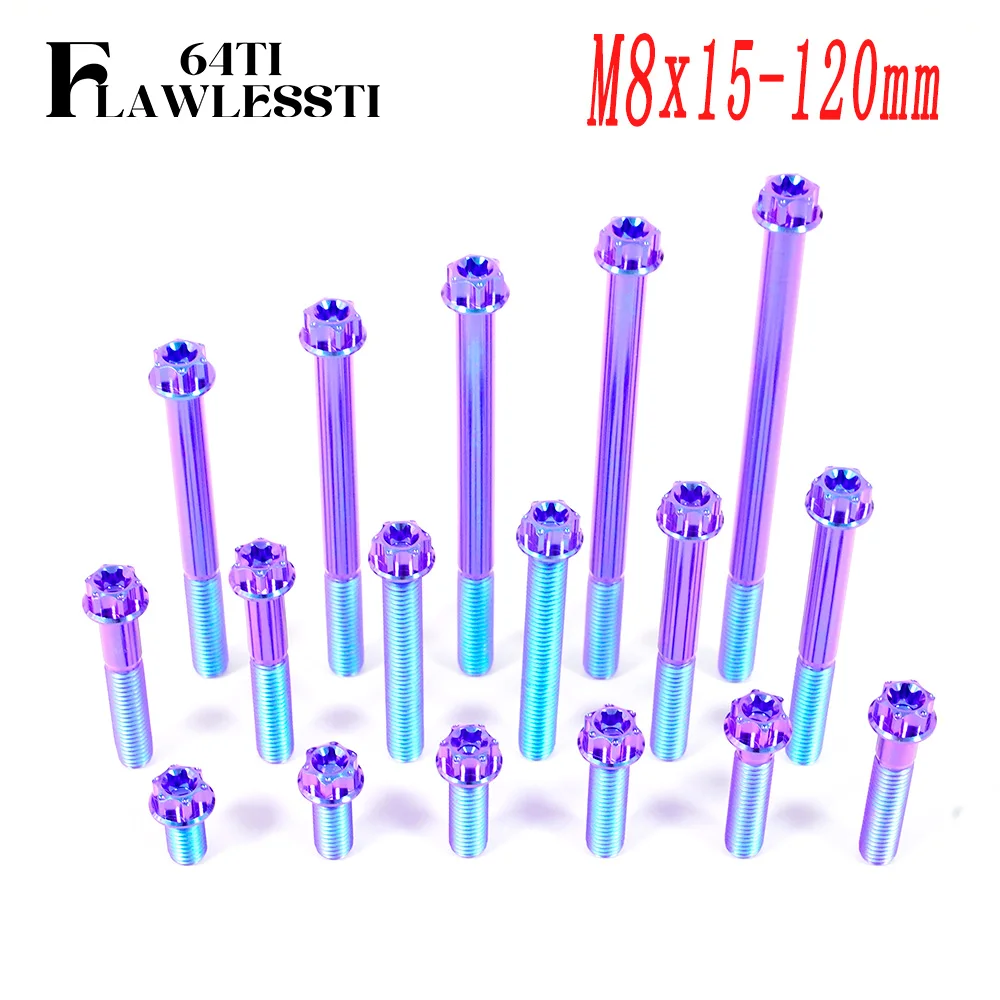 FLAWLESSTI M8x15-120 Gr5 Titanium Bolt Handle Bar Exhaust Pipe Brake Caliper Shock Seat Bracket Bolt For Xmax 300 Sprint 150