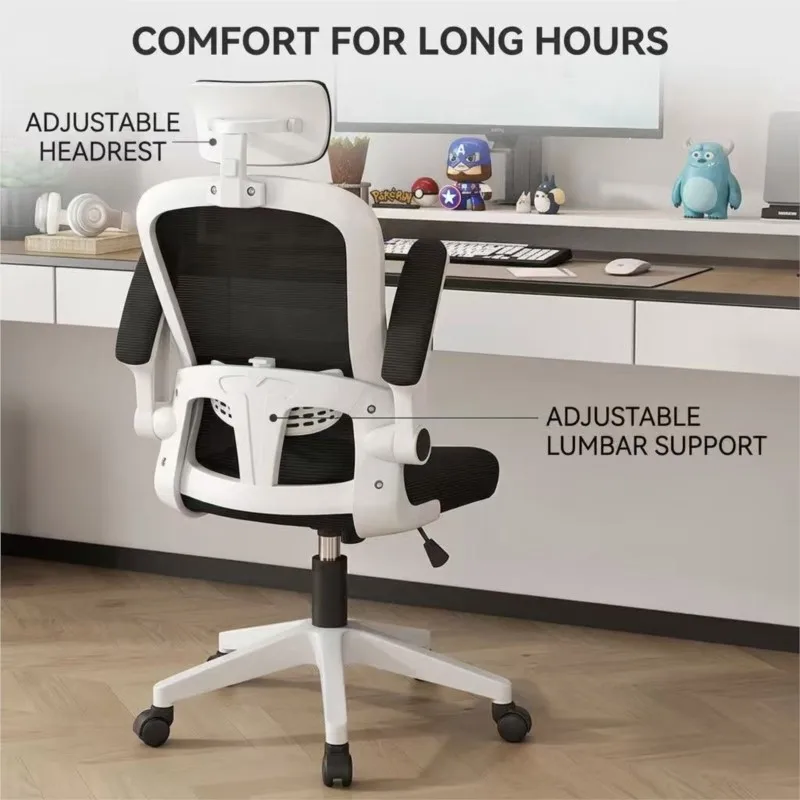 Ergonomic Office Chair With Headrest Mesh Back Adjustable Lumbar Support Swivel Computer Chair