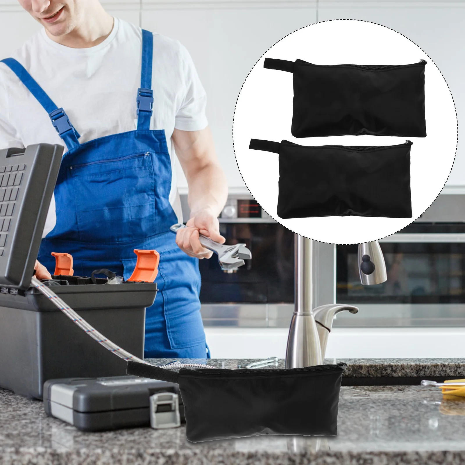 

5pcs Oxford Tool Bag Waterproof Durable Tool Bag Durable Storage Pouch For Tools Sundries Ironware Zipper Toolkit