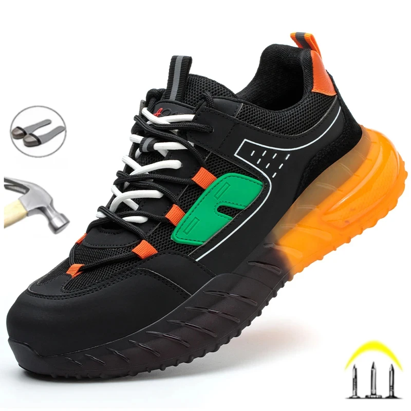 New Fashion 2024 Work Sneakers Protective Safety Shoes Industrial Puncture-Proof Anti-smash Steel Indestructible Toe Male Boots