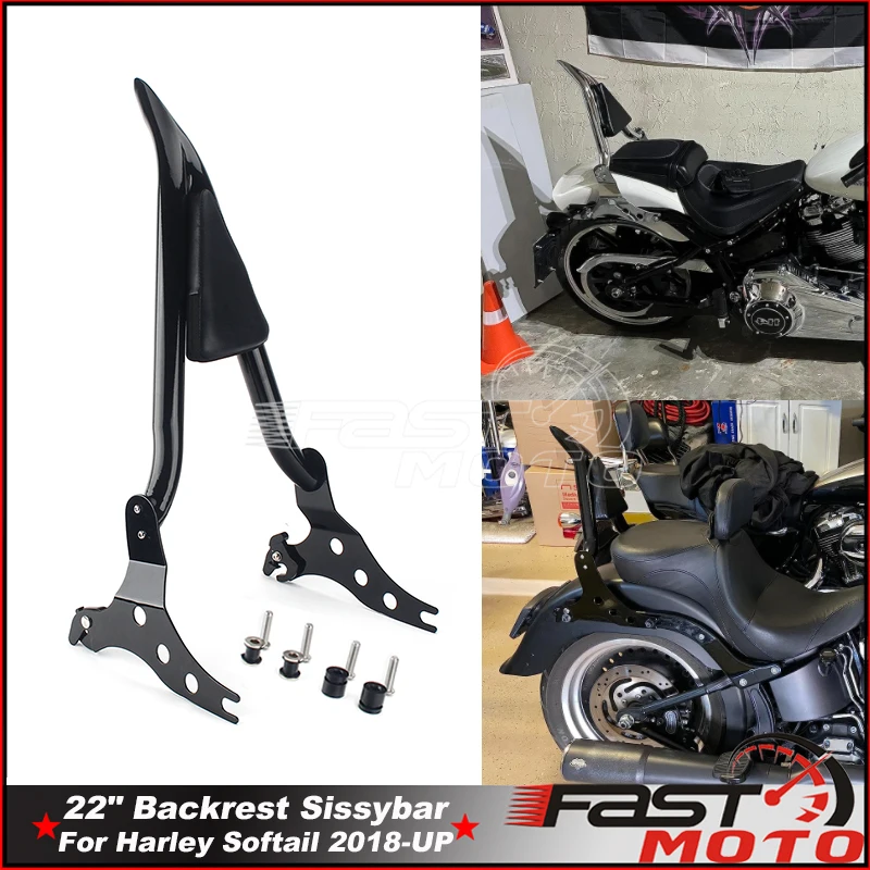 

Motorcycle Detachable Passenger Rear Backrest Sissy Bar 22" For Harley Softail Breakout 114 FXBRS FXBR Fat Boy FLFB 2018-2022