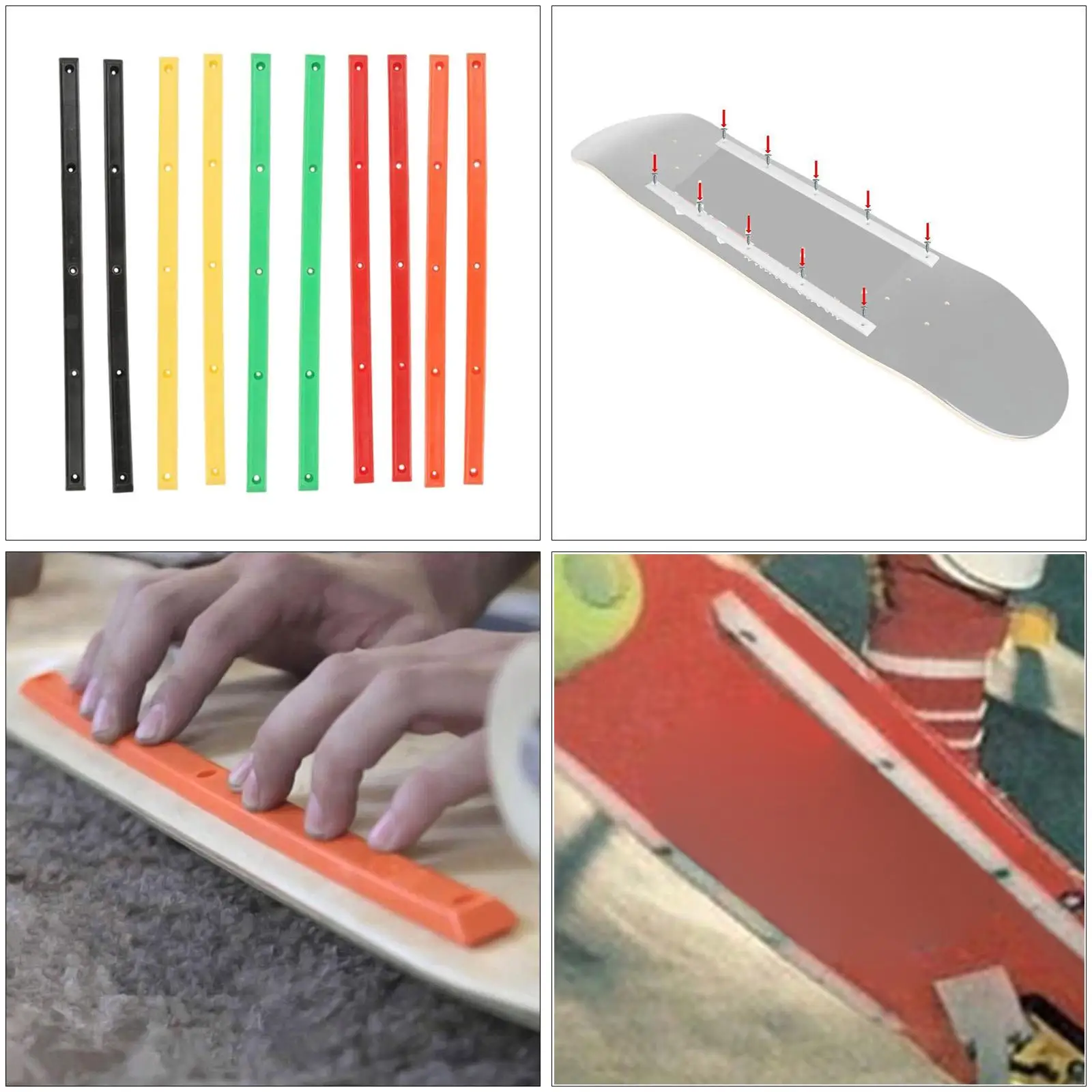 

Shock Absorbing Skateboard Rails Strip Nose Tail Deck Protector for Skateboard Longboard Protection