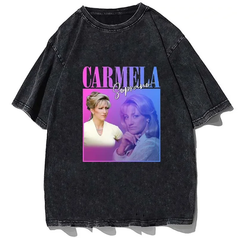 Vintage Carmela Soprano T-Shirt Wife of Mafia Homage Retro 90\'s Unisex Tshirt Cotton Summer Loose Oversize Graphic T Shirt