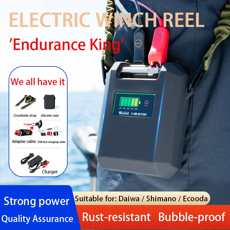 10000MAH Electric Fishing Reel Battery Water Proof 14.8V Sea Fishing Reel Battery LCD Display For Daiwa Shimano Ecooda