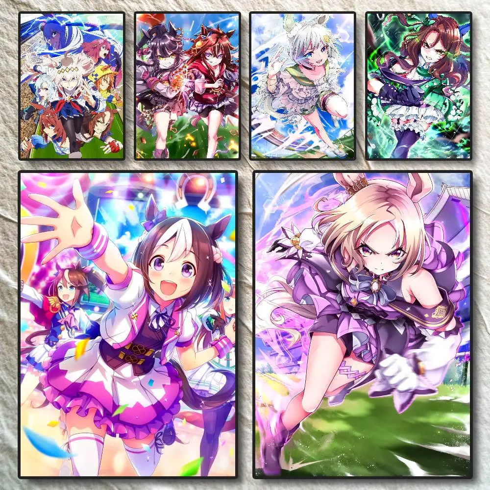ملصق Umamusume P-Pretty DerbyS ملصق ذاتي اللصق - لا حاجة إلى غراء سهل الالتصاق وإزالة مثالي لديكور الغرفة