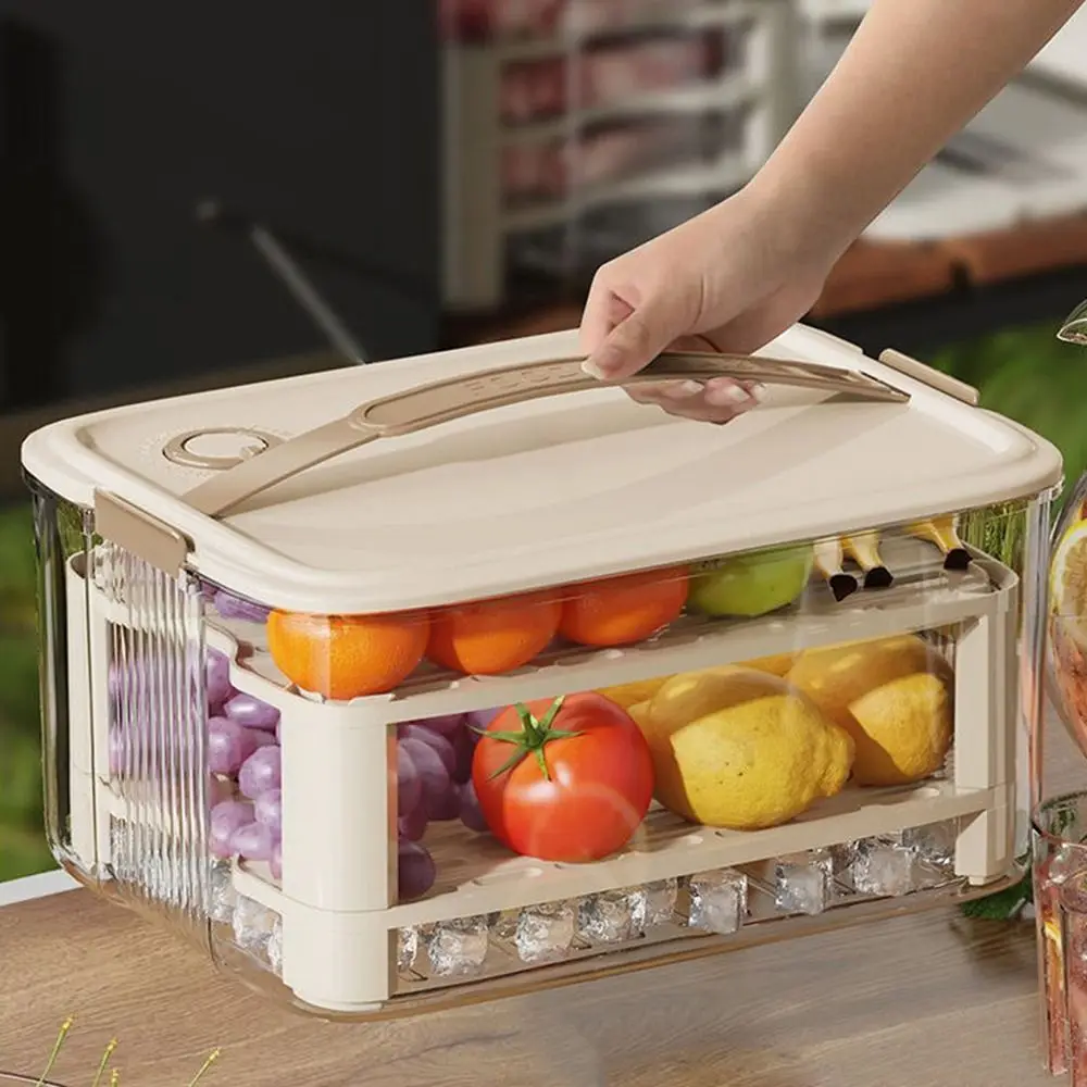 

Plastic Vegetable Fruit Storage Box Handheld Fresh-keeping Meat Freezing Box Sealed Dustproof Food Storage Container for Home
