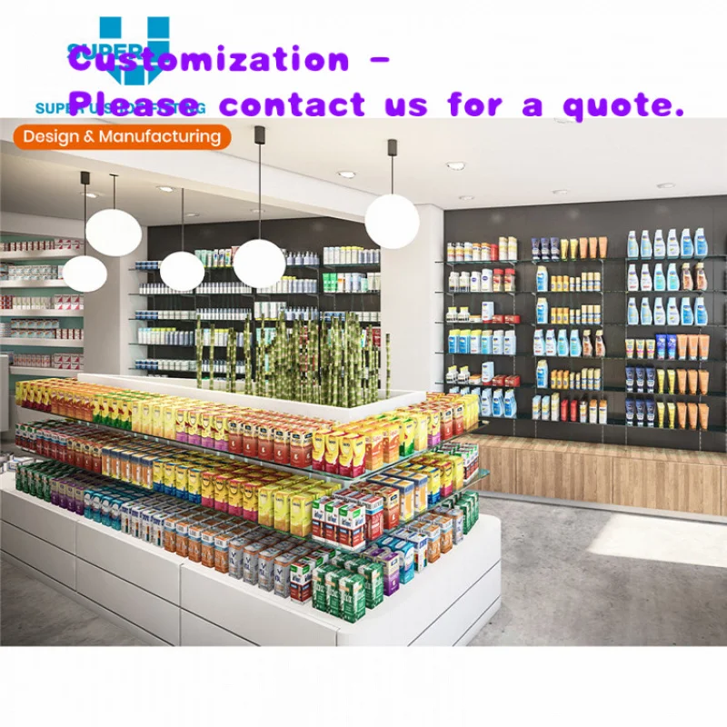 Mueble de exhibición personalizado de la mejor venta para productos de cuidado infantil, estantería de farmacia para niños, botella de leche en polvo colorida y elegante.