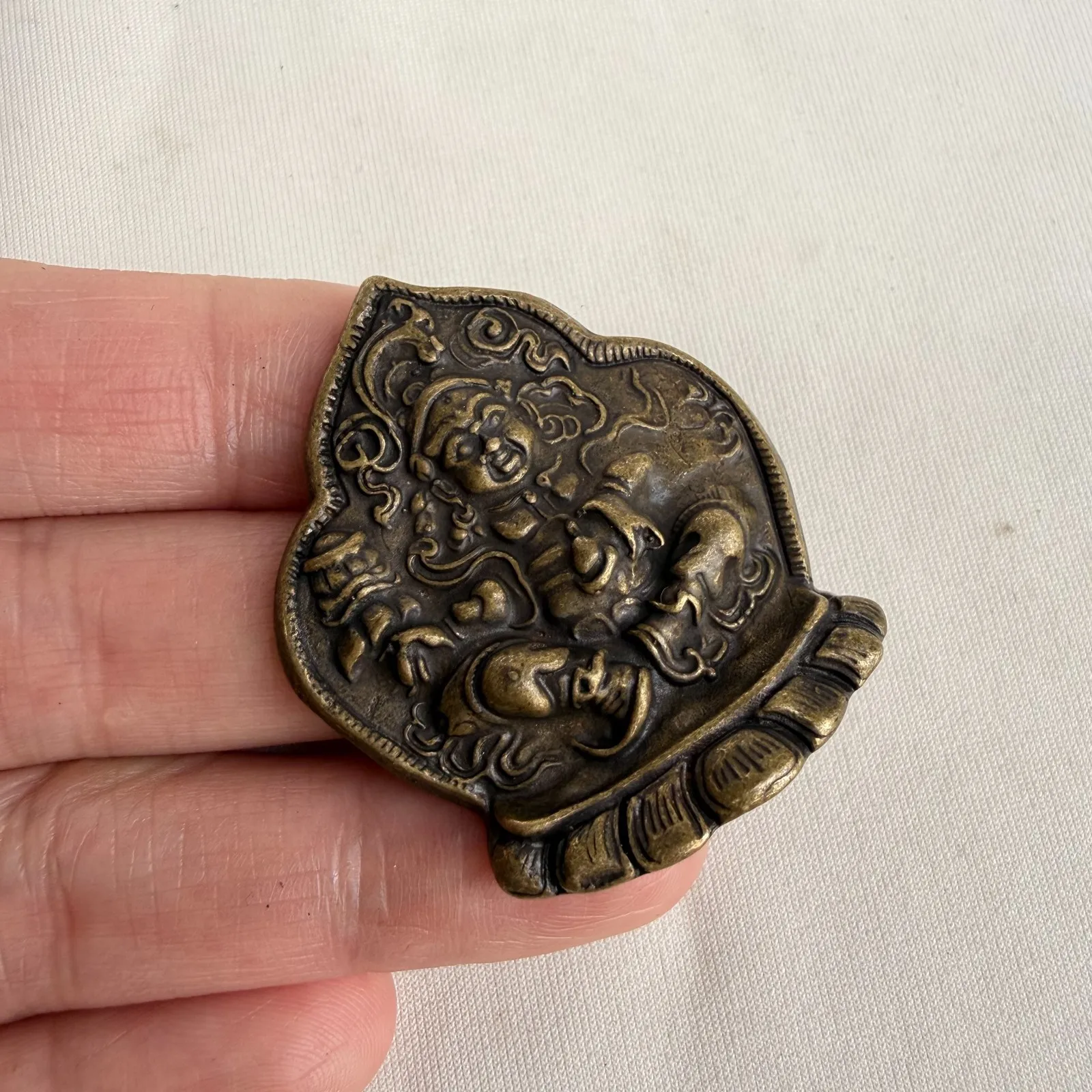Antique Old Tibetan Buddhism Yellow Lima Copper Yellow Jambhala  amulet