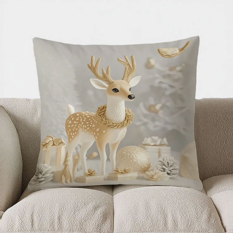 ديكور المنزل الغزلان والهدايا: غطاء وسادة بنمط وسادة مطبوع رقميًا مناسب لغطاء وسادة السيارة لغرفة النوم والأريكة