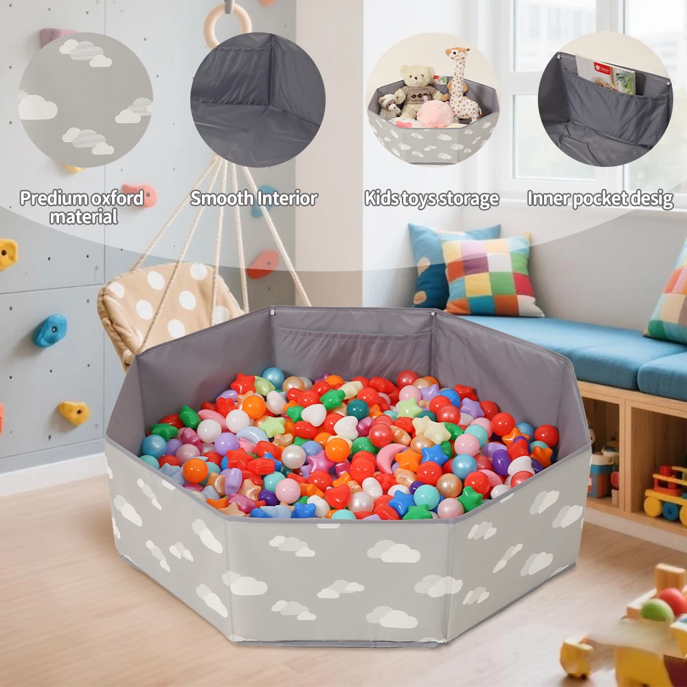 1PC 100CM 8-sides Ball Pit Pool Ball Pit Pool Oxford Cloth Smooth Surface Cute Patterns Folding for Kids Play (No balls)
