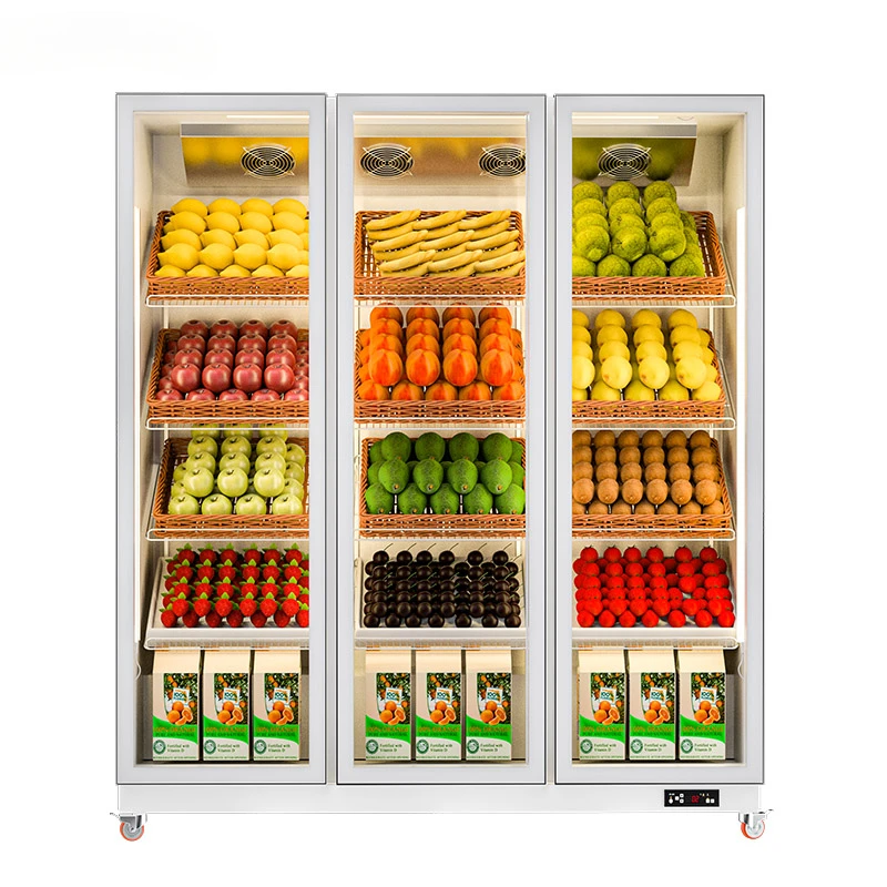 Fridge Vegetable Small Fresh Fruit Display Refrigerator with Doors