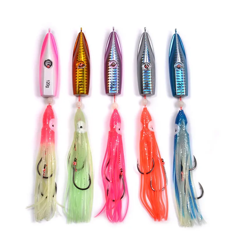 80g 100g 120g 150g 180g 200g Slow Sinking Inchiku Jig Lure Bottomship Fishing With Soft Squid Rubber Skirts Hook Bait