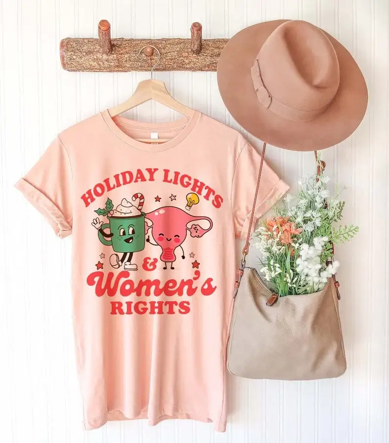 Holiday lights and women's rights shirt reproductive feminist christmas retro xmas pro choice roe abortion