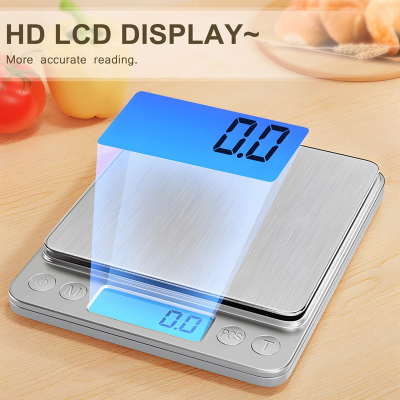 500G X 0.01G Portable Mini Electronic Food Scales Pocket Case Postal Kitchen Jewelry Weight Balance Digital Scale With 2 Tray