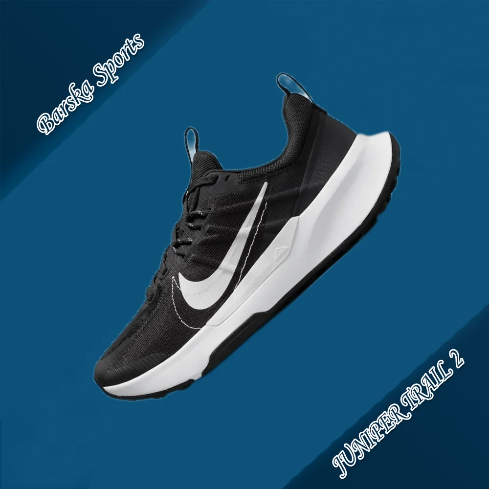 Nike New JUNIPER TRAIL 2 Men's Off-Road Professional Step Shoes Lightweight Breathable Athletic Shoes Black and White Colors