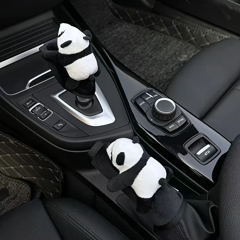 Panda car shift cover, interior accessories, car handbrake handle cover, Christmas, Valentine's Day gifts