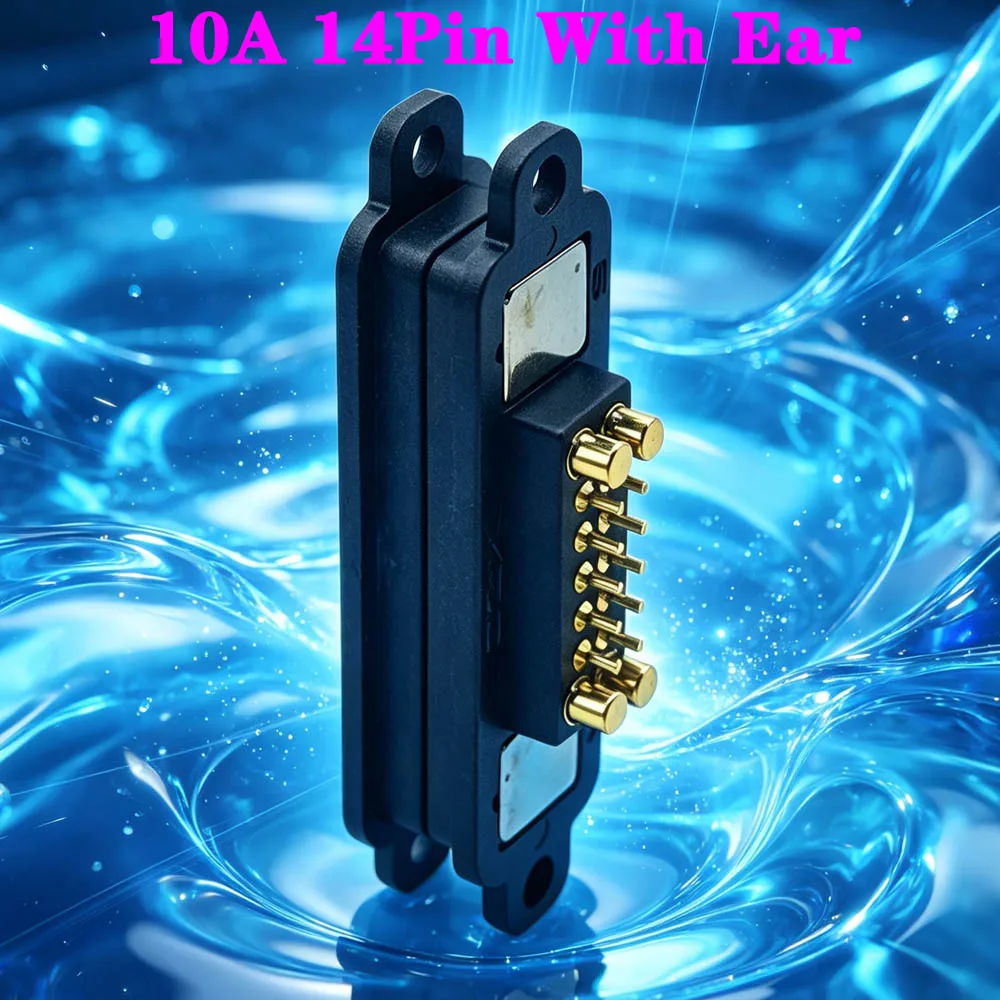 1Sets DC 36V 10A Magnetic Pogo Pin Connector 14Pin Male Female Spring Loaded DC High Current Power Charging Socket