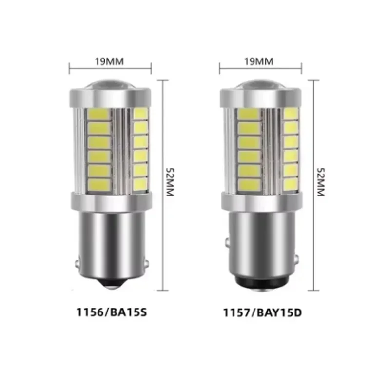1-4Pcs P21W Ba15s 1156 Bay15d 1157 LED Bulb Turn Signal Lights DRL Fog Tail Brake Reverse Parking Lamps 12V 33SMD 7000K