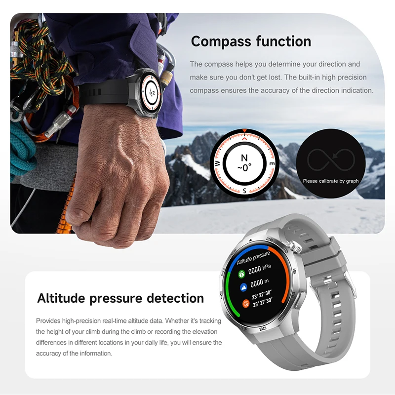 Smart Watch da uomo HD Bluetooth chiamata SOS assistente vocale orologio calendario NFC bussola sportiva frequenza cardiaca Smartwatch per Huawei Xiaomi