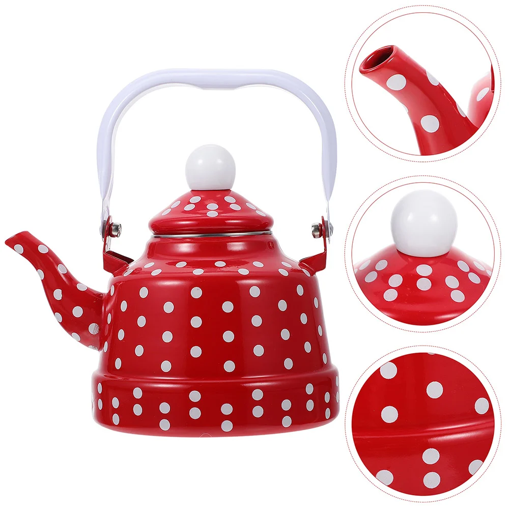 

Bulk Toys Enamel Kettle Tea with Handle Fashion Kitchen Essentials Enameled Water Red Heating Pot