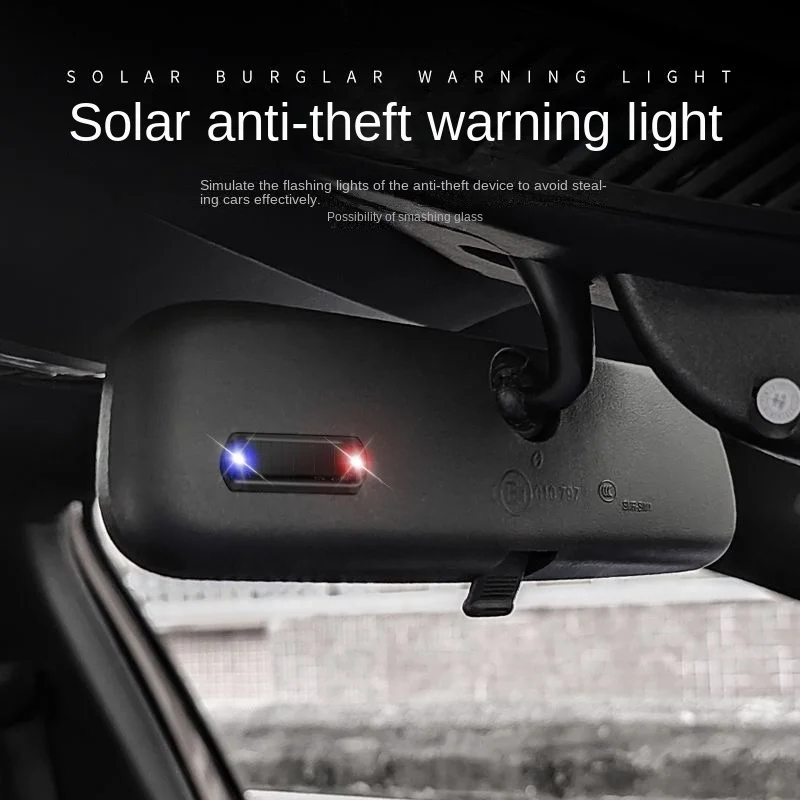 Car Mini LED Solar Power Warning Light Night Security Simulated Alarm Wireless Anti-Theft Caution Lamp Strobe Dummy Alarm Lamp