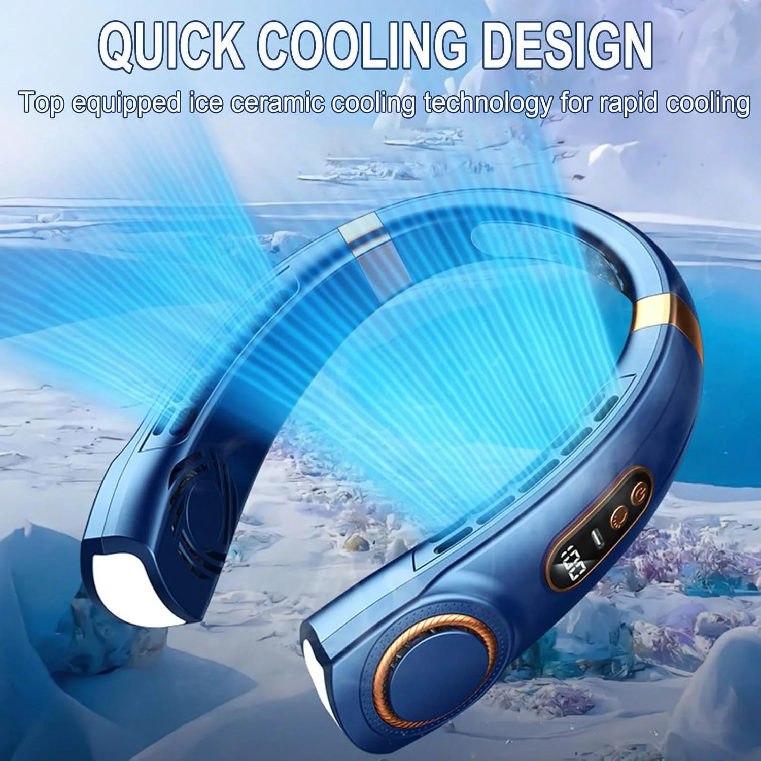 Ventilatore per il collo 2024 Nuovo aggiornamento Ventole di raffreddamento portatili per il collo con display a LED 5 velocità Silenzioso 1800 Mah Batteria USB senza lama Pers