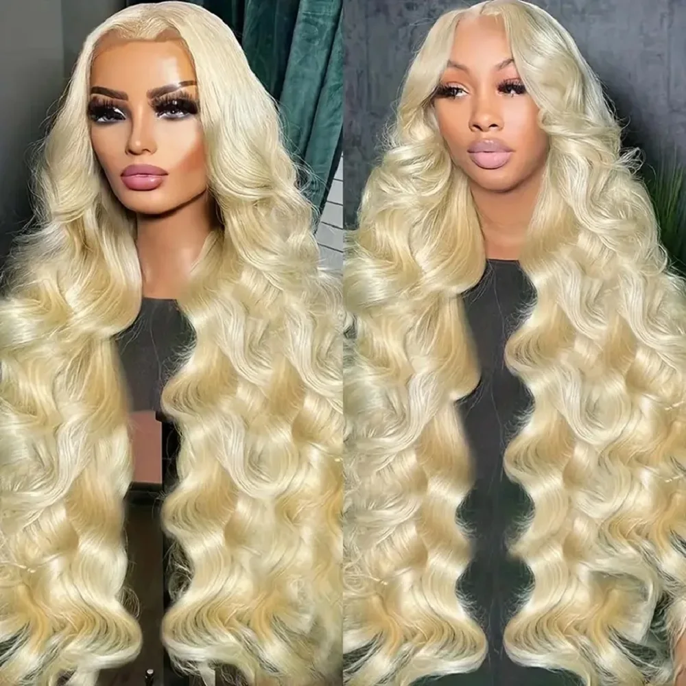 613 Blonde 13x4 HD Blonde Lace Front Wigs 613 Colored Body Wave Human Hair 44 46 Inches 200 Density 13x6 Full Lace Frontal Wigs