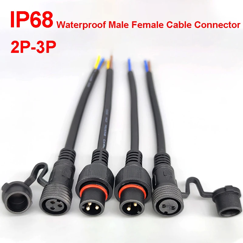 

IP68 2/3Pin 0.3/0.5/0.75/1.0 Square Waterproof Male Female Cable Connector Plug Butt Extension Line Outdoor LED Wire Connector