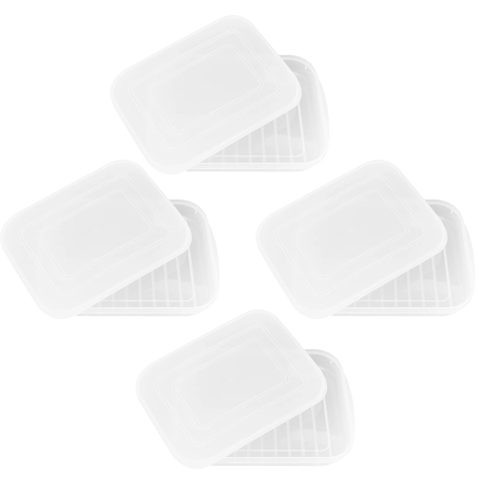 

4pcs Bacon Keeper Transparent Pe Food Preservation Boxes Stackable Refrigerator Cold Meat Storage Container